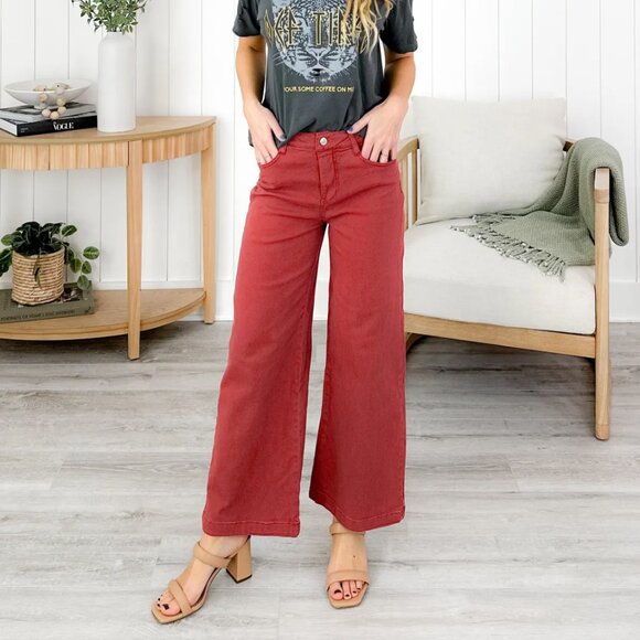 High Waist Wide Leg in Rust - Picture 1 of 9